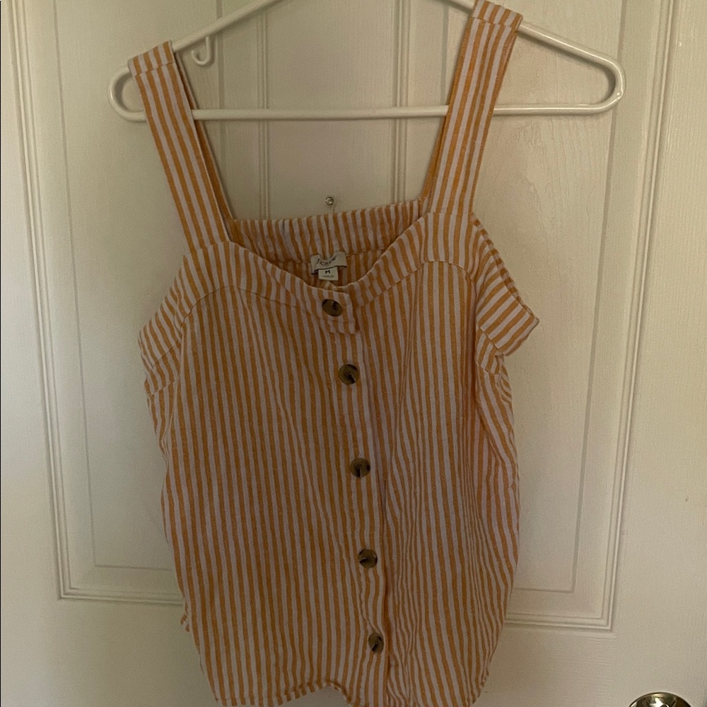 J. Crew Orange and White Striped Top ladies medium